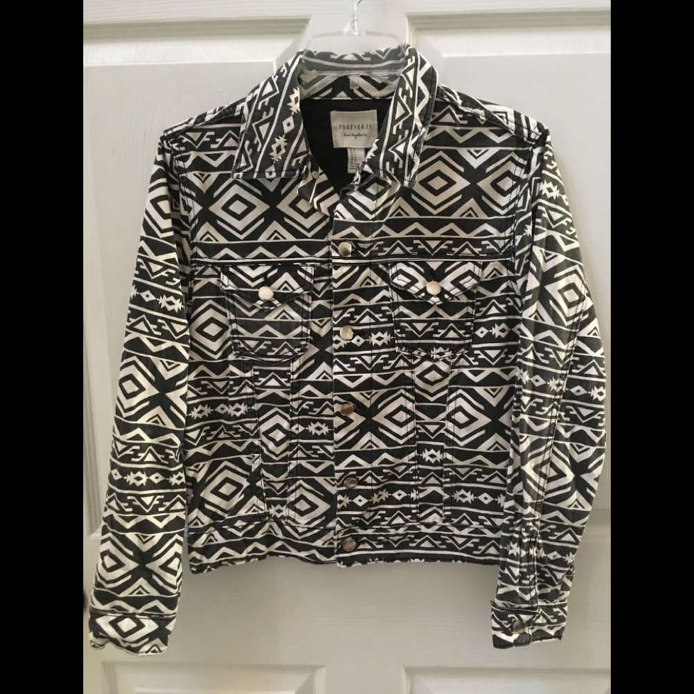 Forever 21 Denim Black & White Jean Jacket